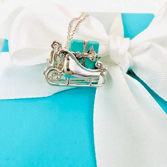 Tiffany & co blue enamel silver sled charm necklace - Picture 11 of 13